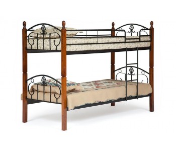 Кровать двухъярусная BOLERO (Болеро) дерево гевея/металл, 90*200 см (bunk bed), красный дуб/черный (Tet Chair)
